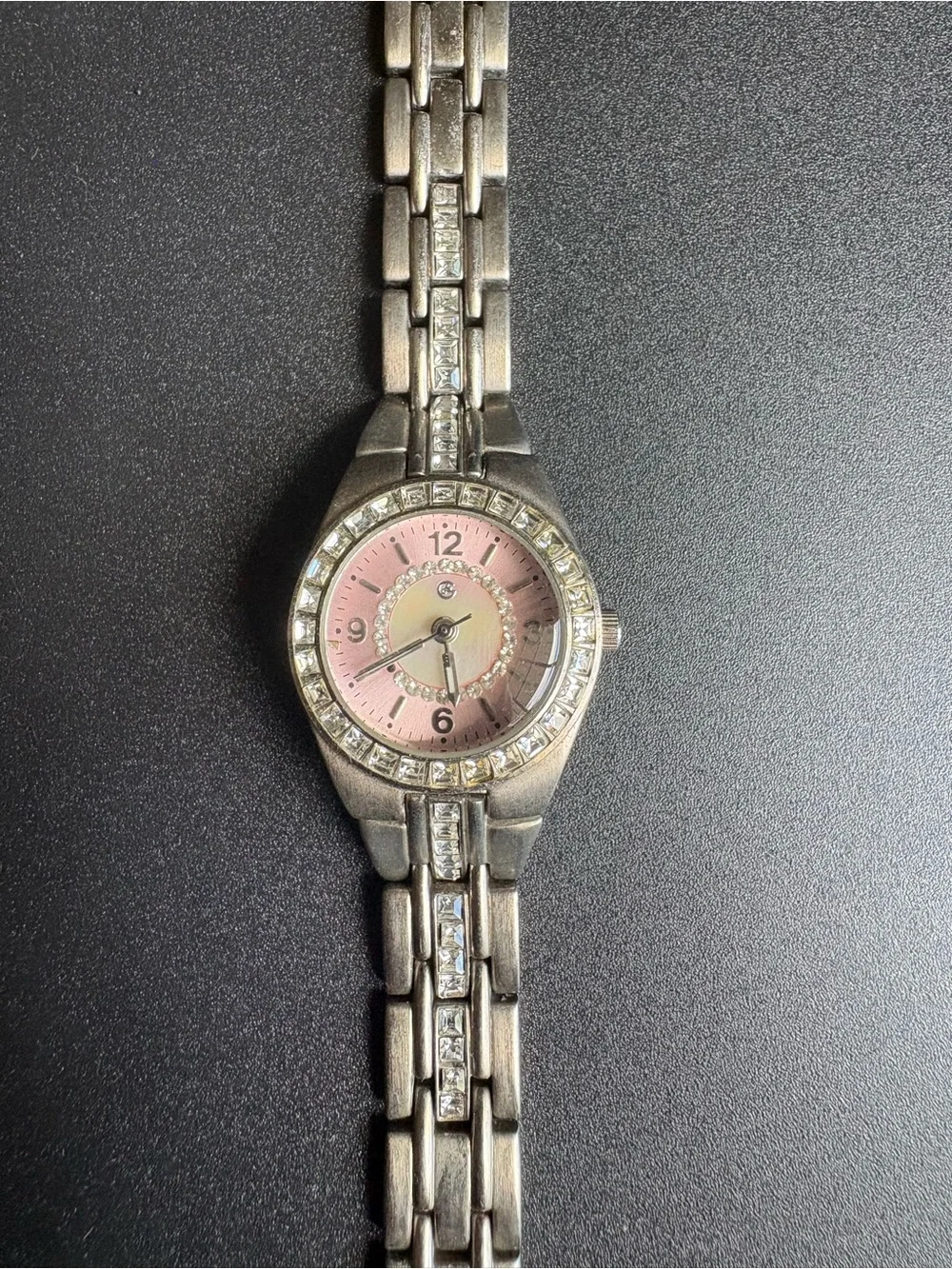 Women's Silver-Tone Bracelet Watch with Pink Dial